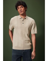 NEXT - Regular Vertical Texture Knitted Polo Jumper
