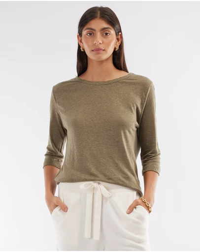 Amelius - Bronte Linen Three Quarter Jersey Top