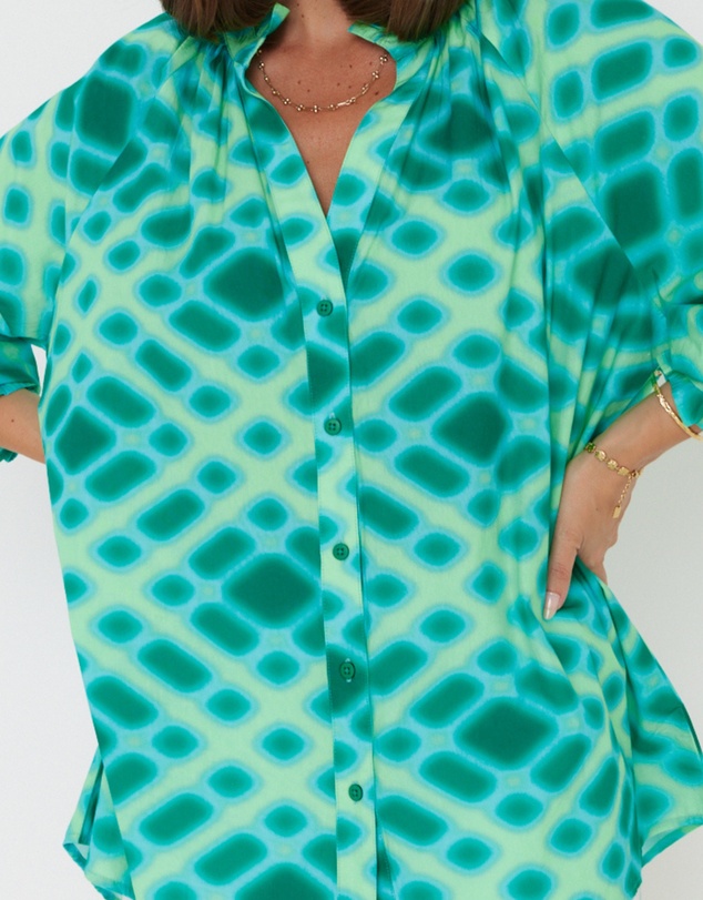 ALEXANDRA - Meeka Blouse Emerald Crosshatch