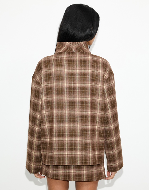 Dazie - Unspoken Funnel Neck Check Jacket