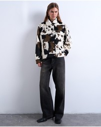 TOPSHOP - Faux Fur Western Trucker Jacket