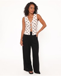 Petal & Pup - Zoie Tie Front Vest - Cream Polka Dot