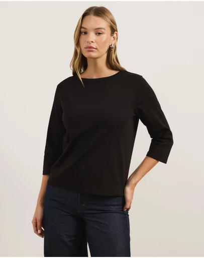 Atmos&Here - Cotton 3/4 Sleeve T-Shirt
