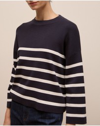Trenery - Cotton Breton Stripe Knit in Night Sky