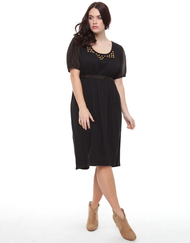 17 Sundays - Elastic Waist Dress With Studs & Hi Lo Hemline