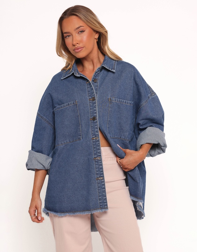 Petal & Pup - Twiggy Frayed Edge Denim Shacket - Denim