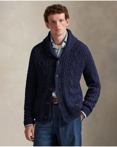 Polo Ralph Lauren - ICONIC EXCLUSIVE - Aran-Knit Cotton Shawl-Collar Cardigan