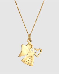 Elli Jewelry - Necklace Angel Heart Talisman Symbol with Zirconia Crystals in 925 Sterling Silver Gold Plated