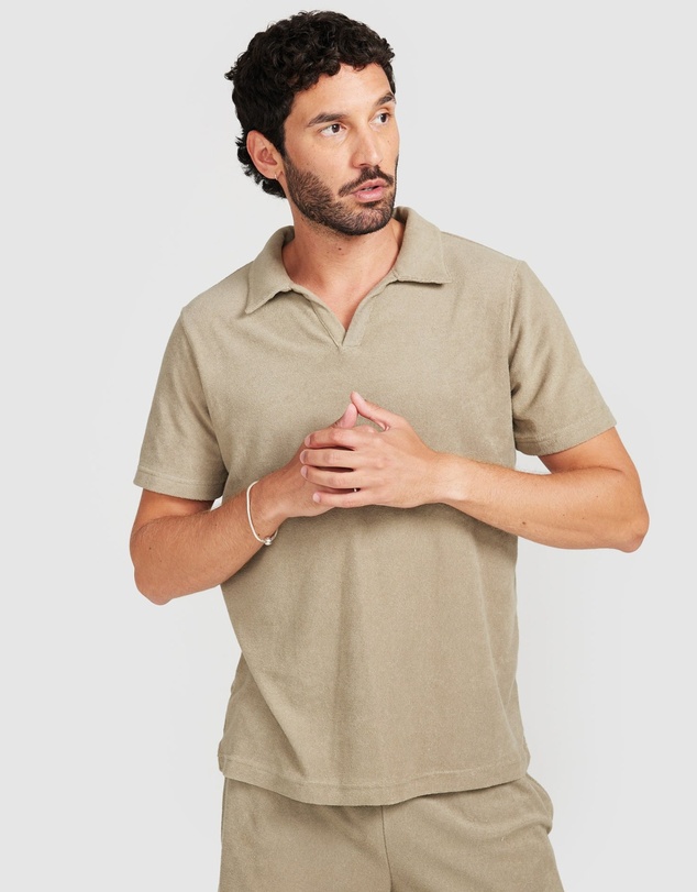 Vacay Swimwear - Olive Terry Polo