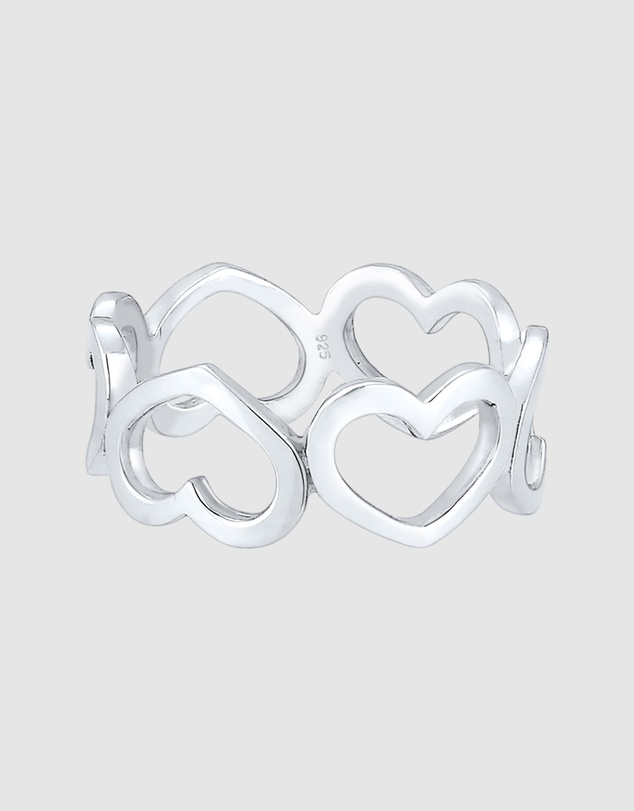 Elli Jewelry - Ring Band Hearts Symbol Trend in 925 Sterling Silver