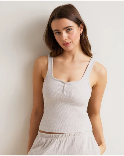 TALA - Soft Lounge Square Neck Button Tank