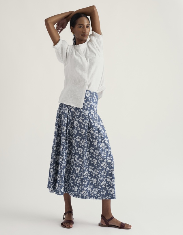 Seasalt - Seasalt Cornwall Blue Jamboree Chambray Midi Skirt