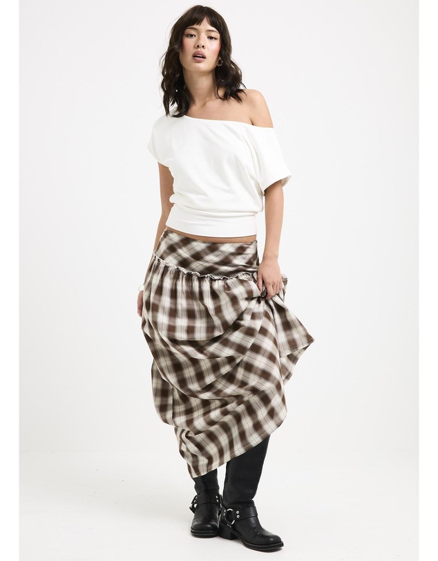 Subtitled - Dakota Gingham Yoke Maxi Skirt