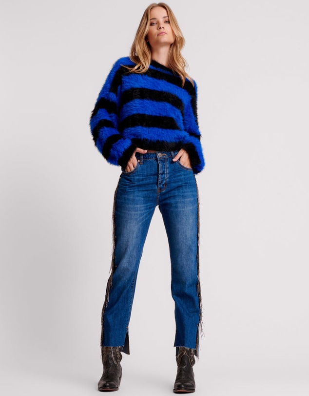 ONE TEASPOON - Bluemoon Jewelled Hooligans Mid Waist Relaxed Jeans