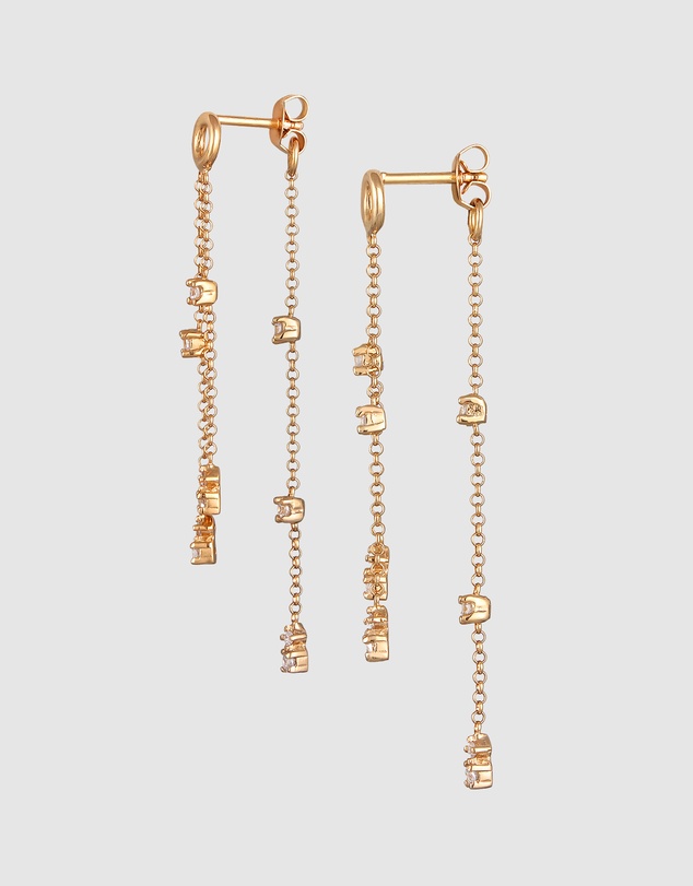 Elli Jewelry - Zirconia Chain Drop Earrings in Gold-Plated 925 Silver
