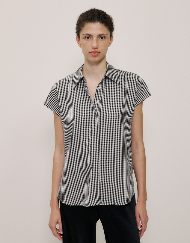 Trenery - Gingham Short Sleeve Shirt in Black