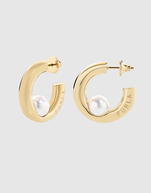 Furla - Piercing Pearl Gold-Tone Hoop Earrings
