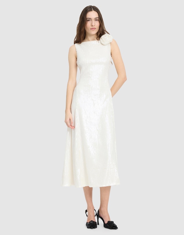 ROTATE - Sequins Midi Flared Dress