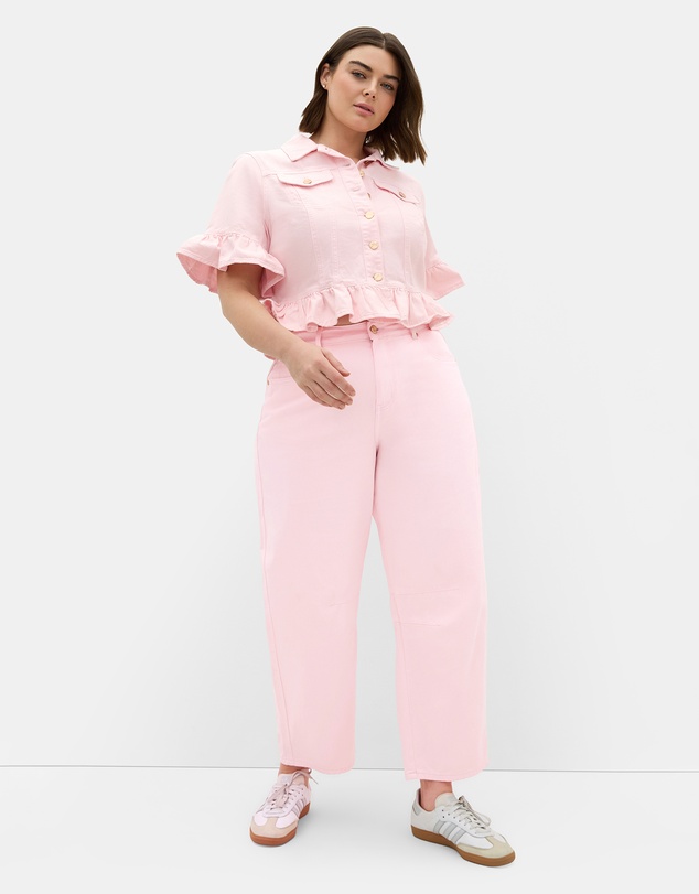 City Chic - Plus size Harley Fit Jas Barrel Leg Ankle Grazer Jean - heavenly pink