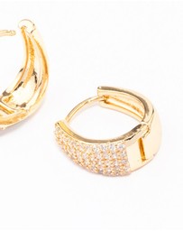 Lovisa - Gold Plated Pave Tapered Hoop Earrings