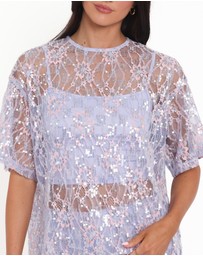Petal & Pup - Yonder Sheer Lace Tee Top - Purple