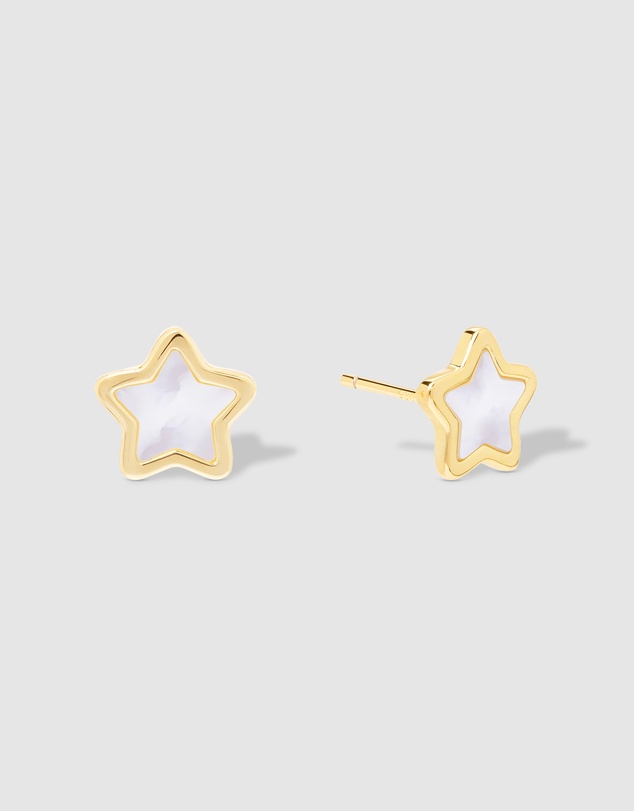 Wanderlust + Co - Star Pearl & Gold Stud Earrings