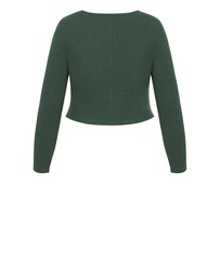 City Chic - Plus size Lily Micro Rib Top - forest