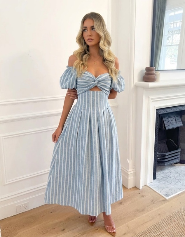 Esther & Co - Tamzin Dress - Blue Stripe