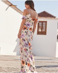 Sosandar - Cold Shoulder Ruffle Maxi Dress
