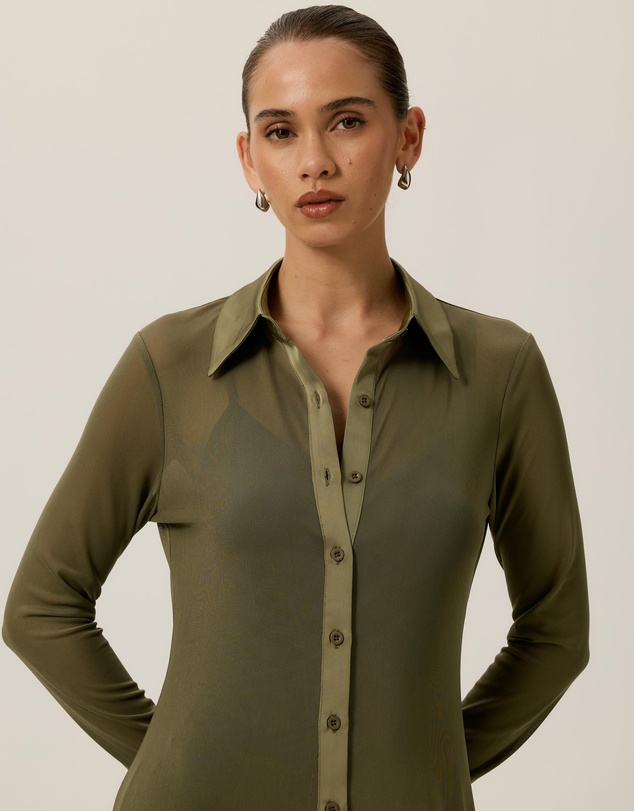 Tussah - Bonnie Ruched Waist Collar Midi Dress