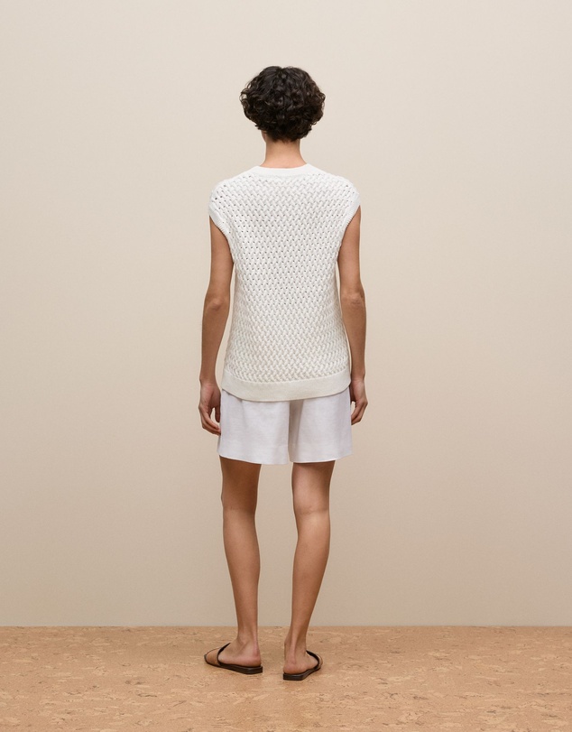 Trenery - Cotton Knit Sleeveless Tunic in White