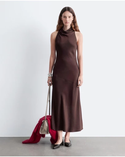 & Other Stories - Cowl-Neck Satin Midi Dress