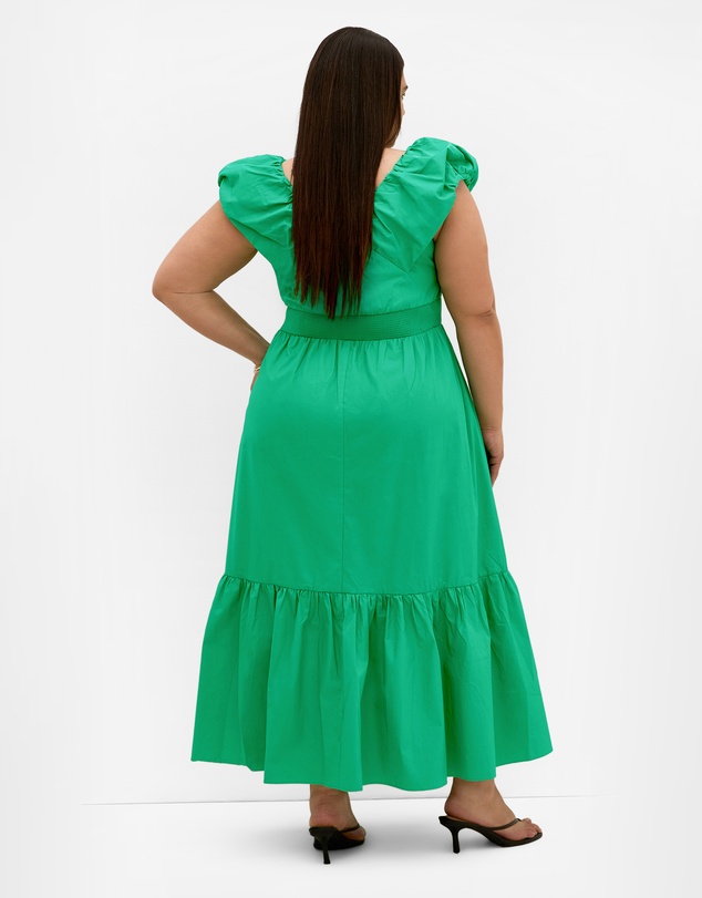 City Chic - Plus size Cara Cotton Maxi Dress - greenstone
