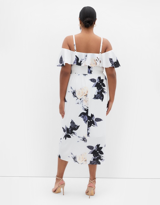 City Chic - Floral Drape Midi Dress