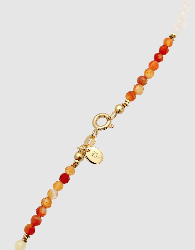 Elli Jewelry - Necklace Agate Beaded Summer 925 Sterling Silver Gold-Plated