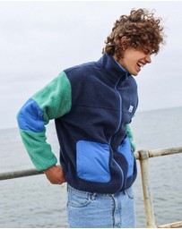 Skwosh - Skwosh Polar Fleece Utility Jacket in Green/Blue