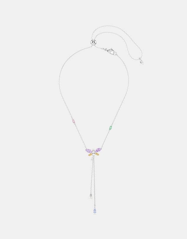 Swarovski - Ariana Grande X Swarovski Y Necklace, Mixed Cuts, Dragonfly, Multicolored, Rhodium Plated