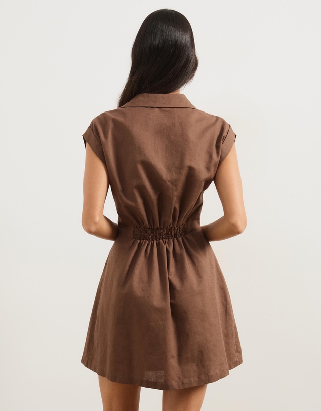 Atmos&Here - Marni Linen Blend Tie Front Mini Dress
