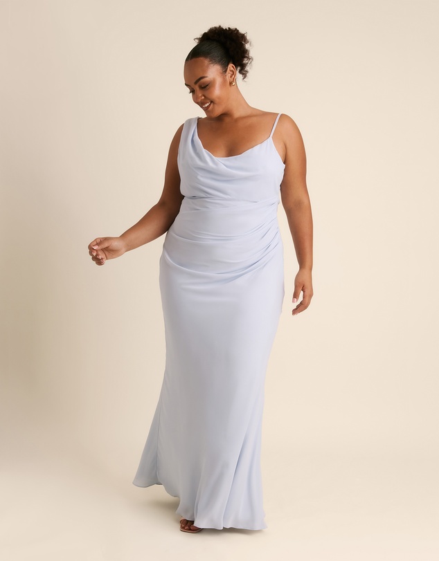Six Stories - Cowl Front Asymmetrical Chiffon Bridesmaid Dress