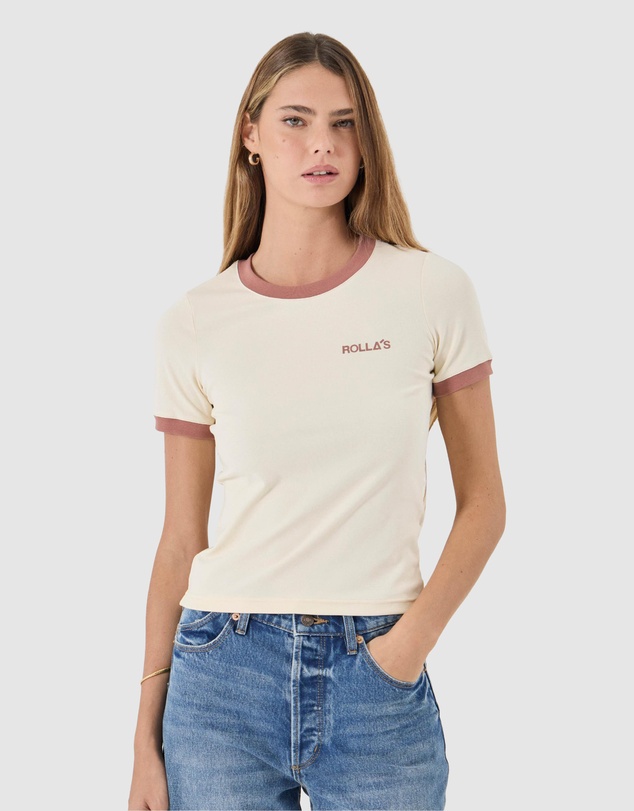 Rolla's - Classic Ringer Tee Petite Logo - Cream