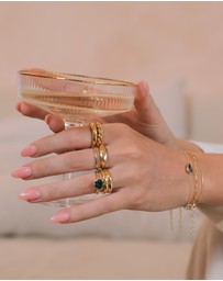 Elli Jewelry - Ring Solitaire Elegant with Crystal Green in 925 Sterling Silver Gold Plated