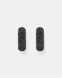 THOMAS SABO - Small, wide hoop earrings with black zirconia