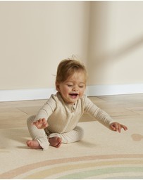 Grow Kindly - Warm Zippee Baby Romper in Oat Little Pod (0.5 TOG)