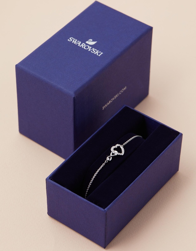 Swarovski - Hyperbola bracelet, Infinity and heart, White, Rhodium plated