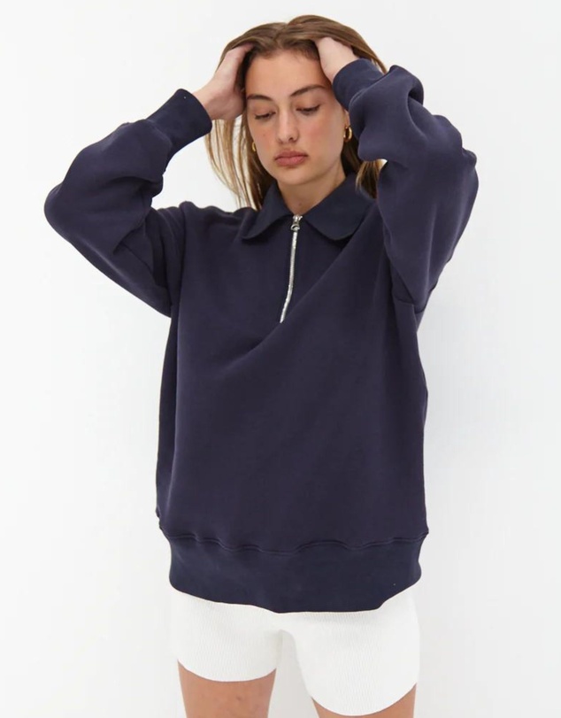 Style Addict - Half Zip Sweater - Navy