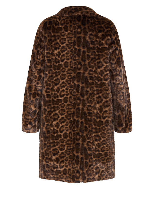 City Chic - Plus size Remi Leopard Faux Fur Coat - chocolate