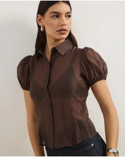 Atmos&Here - Kaia Organza Shirt with Removable Cami