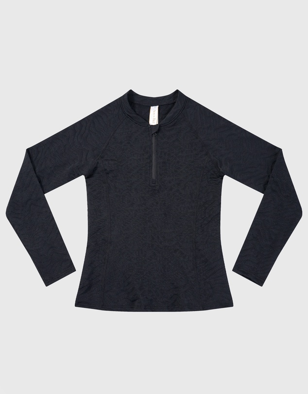 Aqua Blu Kids - Stepping Stones Black Long Sleeve Rash Vest - Teens