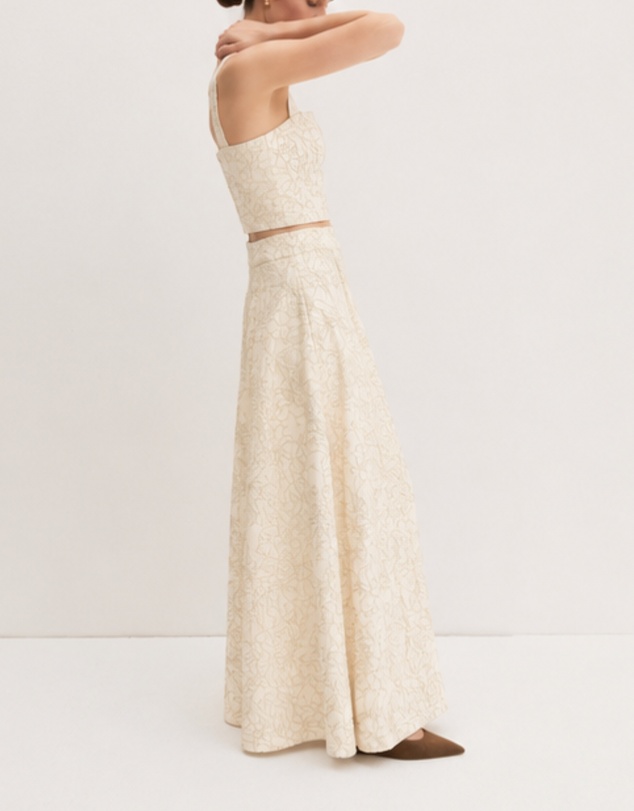Emme | Max Mara Group - Ivory Floral Jacquard Top & Skirt Set