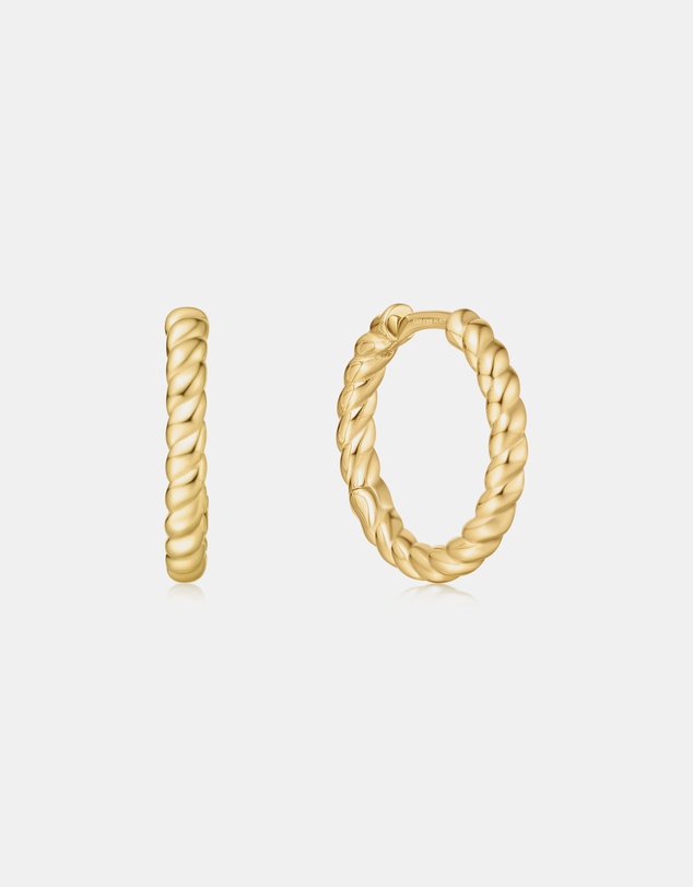 Ania Haie - Ania Haie Gold Texture Medium Huggie Hoop Earrings
